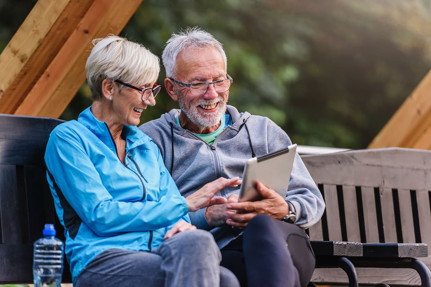 older couple looking at tablet