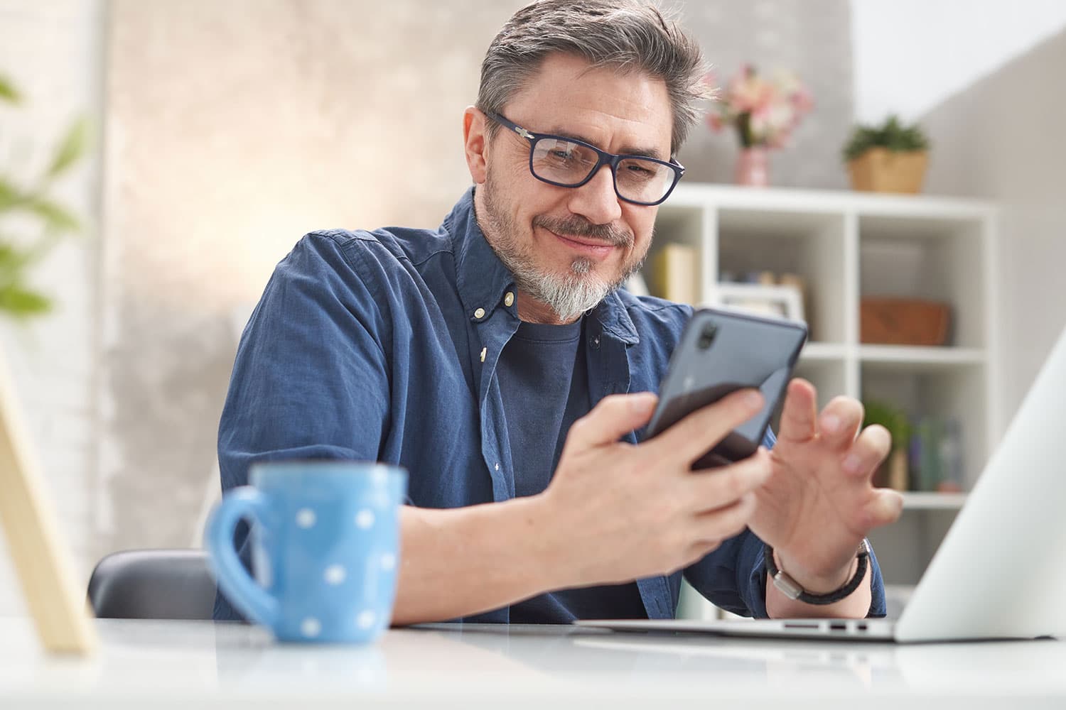 man using cell phone